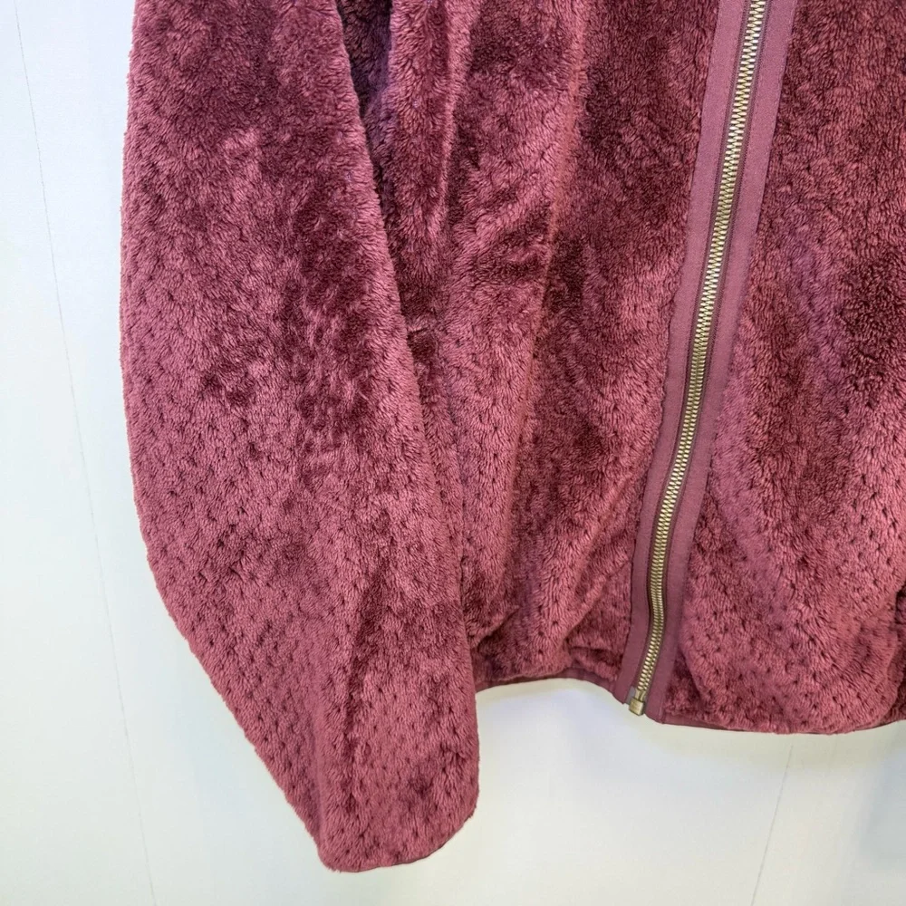 Columbia Women's Small Fireside Sherpa Fleece Full Zip Up Jacket burgundy maroon